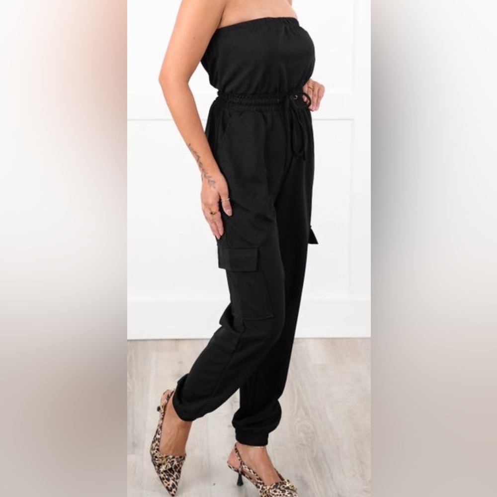 Love poem solid strapless cargo jogger jumpsuit size medium - Picture 15 of 16